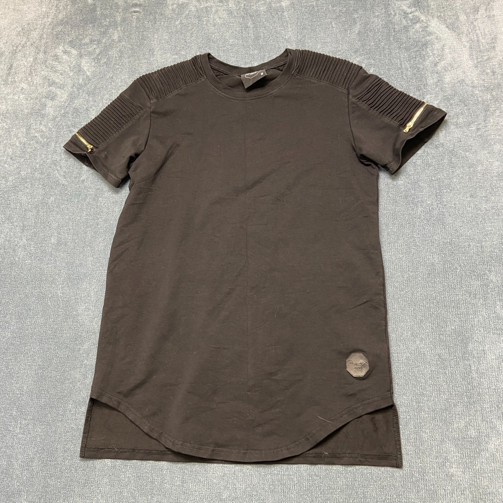 Project X Paris T-Shirt Mens Medium Black Short Sleeve Pleated Shoulder Detail